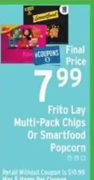 Brookshire's Frito Lay Multi-Pack Chips Or Smartfood Popcorn offer