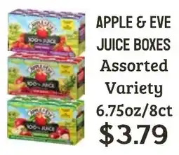 Seven Mile Market Apple & Eve juice boxes offer
