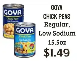 Seven Mile Market Goya chick peas offer