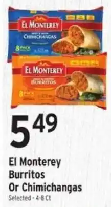 Brookshire's El Monterey burritos or chimichangas offer