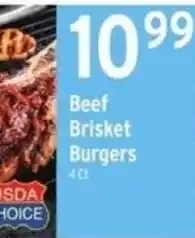 Brookshire's Usda choice beef brisket burgers offer