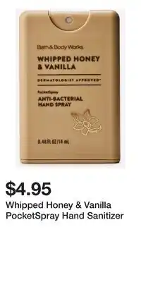 Bath & Body Works Whipped Honey & Vanilla PocketSpray Hand Sanitizer offer