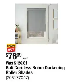 The Home Depot Bali Cordless Room Darkening Roller Shades offer
