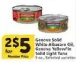 Albertsons Genova Solid White Albacore Oil, Genova YellowFin Solid Light Tuna offer