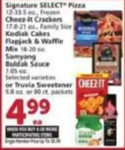 Albertsons Signature Select Pizza, Cheez-it Crackers, Cuddl Cakes, Flapjack & Waffle Mix, Samyang Buldak Sauce, Select Varieties or Truv offer