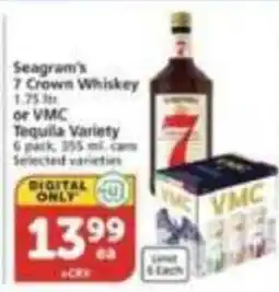 Albertsons Seagram's 7 Crown Whiskey or VMC Tequila Variety offer