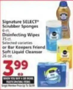 Albertsons Signature Select scrubber sponges or bar keepers friend soft liquid cleanser offer