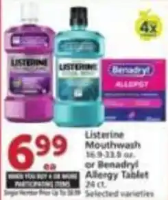 Albertsons Listerine Mouthwash or Benadryl Allergy Tablet offer