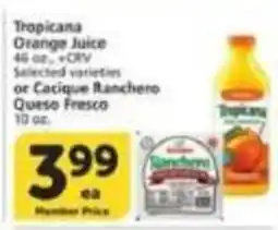 Albertsons Tropicana Orange Juice or Cacique Ranchero Queso Fresco offer