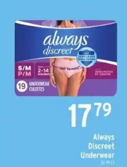 Brookshire's Always Discreet Underwear offer