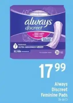 Brookshire's Always Discreet Feminine Pads offer