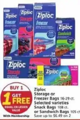 Albertsons Ziploc Storage or Freezer Bags offer