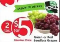 Albertsons Green or Red Seedless Grapes offer