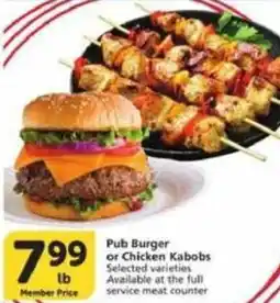 Albertsons Pub Burger or Chicken Kabobs offer