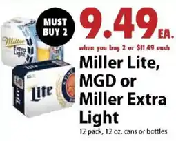 Festival Foods Miller Lite, MGD or Miller Extra Light offer