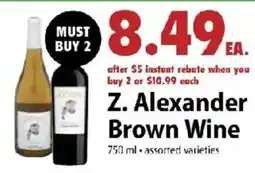 Festival Foods Z. Alexander Brown Wine offer