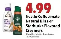 Festival Foods Nestle Coffee mate Natural Bliss or Starbucks Flavored Creamers offer