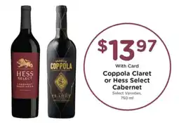Pick'n Save Coppola Claret or Hess Select Cabernet offer