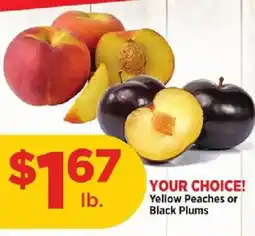H-E-B Yellow Peaches or Black Plums offer