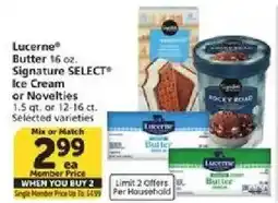 Vons Lucerne butter ice cream or novelties offer