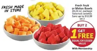 Vons Fresh Fruit or Melon Bowls offer