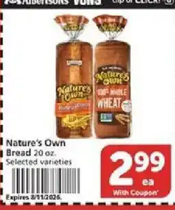 Vons Nature's Own Bread offer