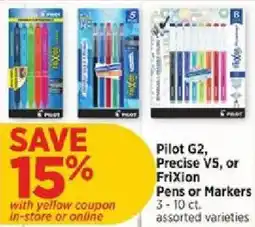H-E-B Pilot G2, Precise V5, or FriXion Pens or Markers offer