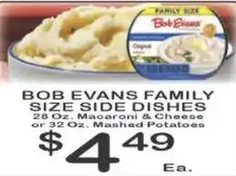 Foodland Bob Evans family size side dishes offer