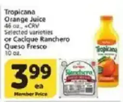 Vons Tropicana Orange Juice offer