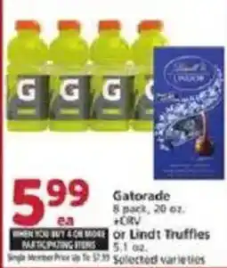 Vons Gatorade or Lindt Truffles offer