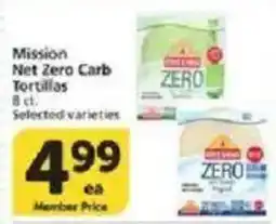 Vons Mission net zero carb tortillas offer