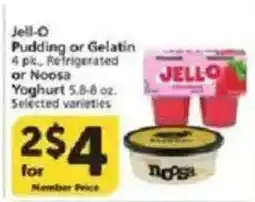 Vons Jell-O Pudding or Gelatin or Noosa Yogurt offer