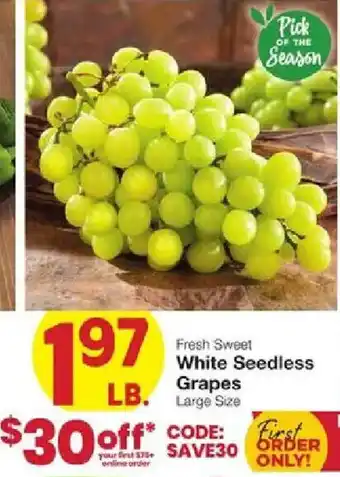 United Supermarkets Fresh Sweet White Seedless Grapes offer