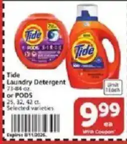 Vons Tide laundry detergent offer