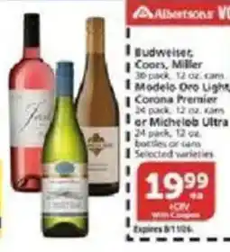 Vons Budweiser, Coors, Miller or Modelo Oro Light, Corona Premier or Michelob Ultra offer