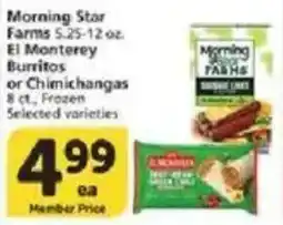Vons Morning Star Farms El Monterey Burritos or Chimichangas offer