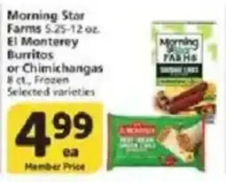 Vons Morning Star Farms El Monterey Burritos or Chimichangas offer