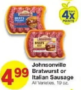 United Supermarkets johnsonville bratwurst or italian sausage offer