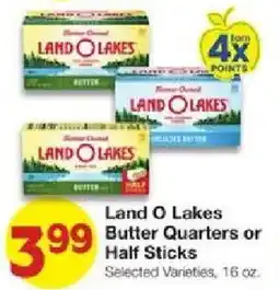 United Supermarkets Land O Lakes Butter Quarters or Half Sticks offer
