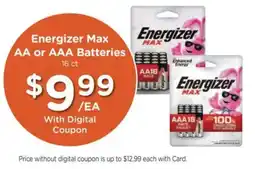 Kroger Energizer Max AA or AAA Batteries offer