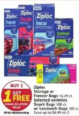 Vons Ziploc storage or freezer bags offer