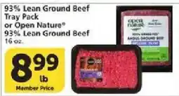 Vons Open Nature 93% Lean Ground Beef offer