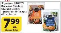 Vons Signature Select boneless skinless chicken breast, tenderloin or thighs offer