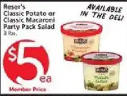 Vons Reser's Classic Potato or Classic Macaroni Party Pack Salad offer