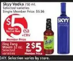 Vons Skyy Vodka offer