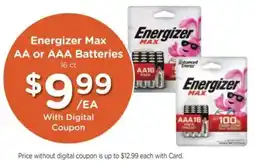 Mariano's Energizer Max AA or AAA Batteries offer