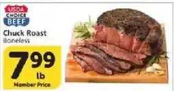 Vons Usda choice beef chuck roast boneless offer