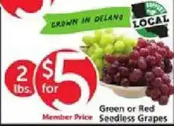 Vons Green or Red Seedless Grapes offer