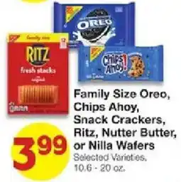 United Supermarkets Family Size Oreo, Chips Ahoy, Snack Crackers, Ritz, Nutter Butter, or Nilla Wafers offer