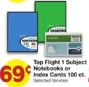 United Supermarkets Top Flight 1 Subject Notebooks or Index Cards offer